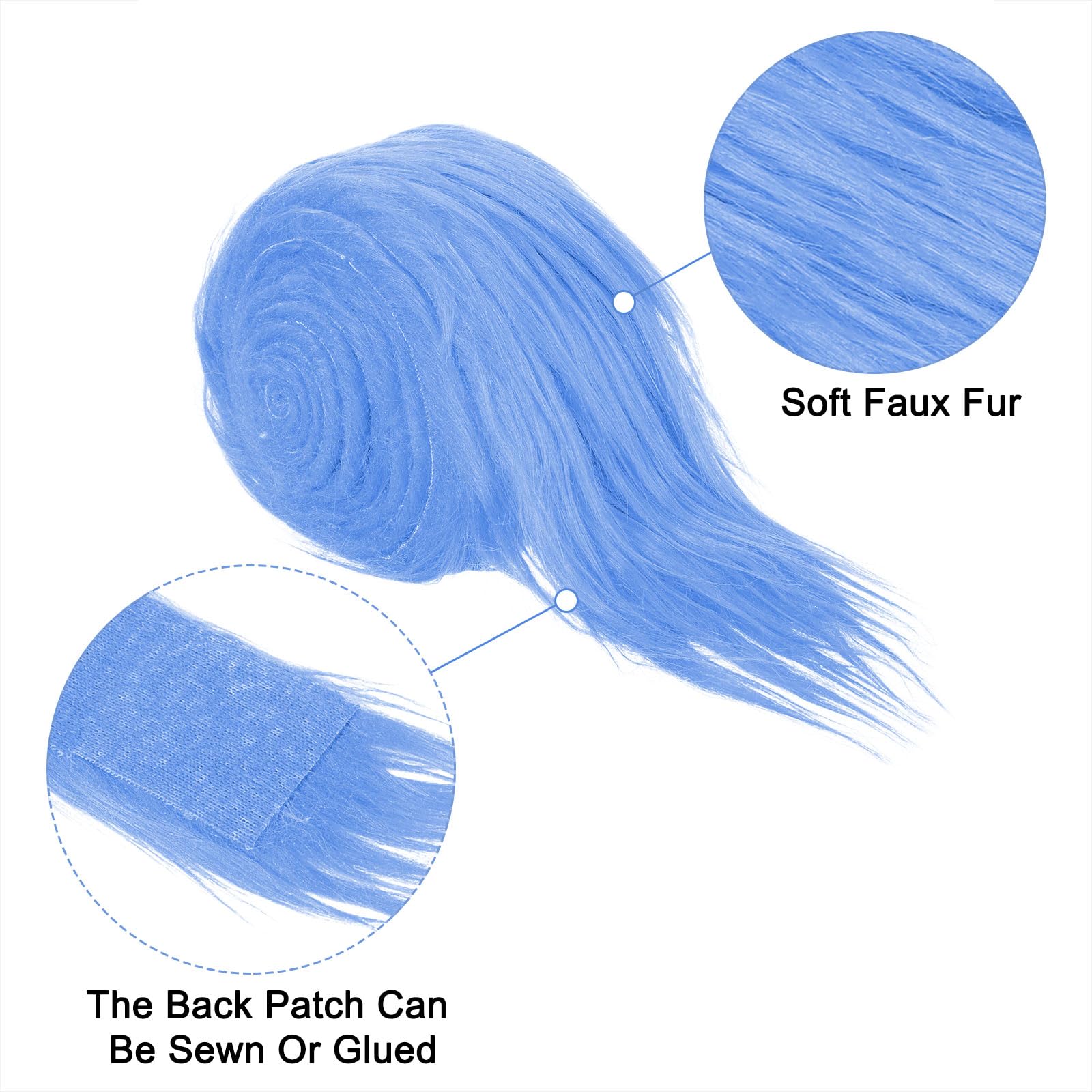 PATIKIL 4.9ft x 2 in Faux Fur Fabric Roll, Plush Precut Strips for DIY Craft Christmas Decoration Cosplay Costume, Sky Blue - Image 3