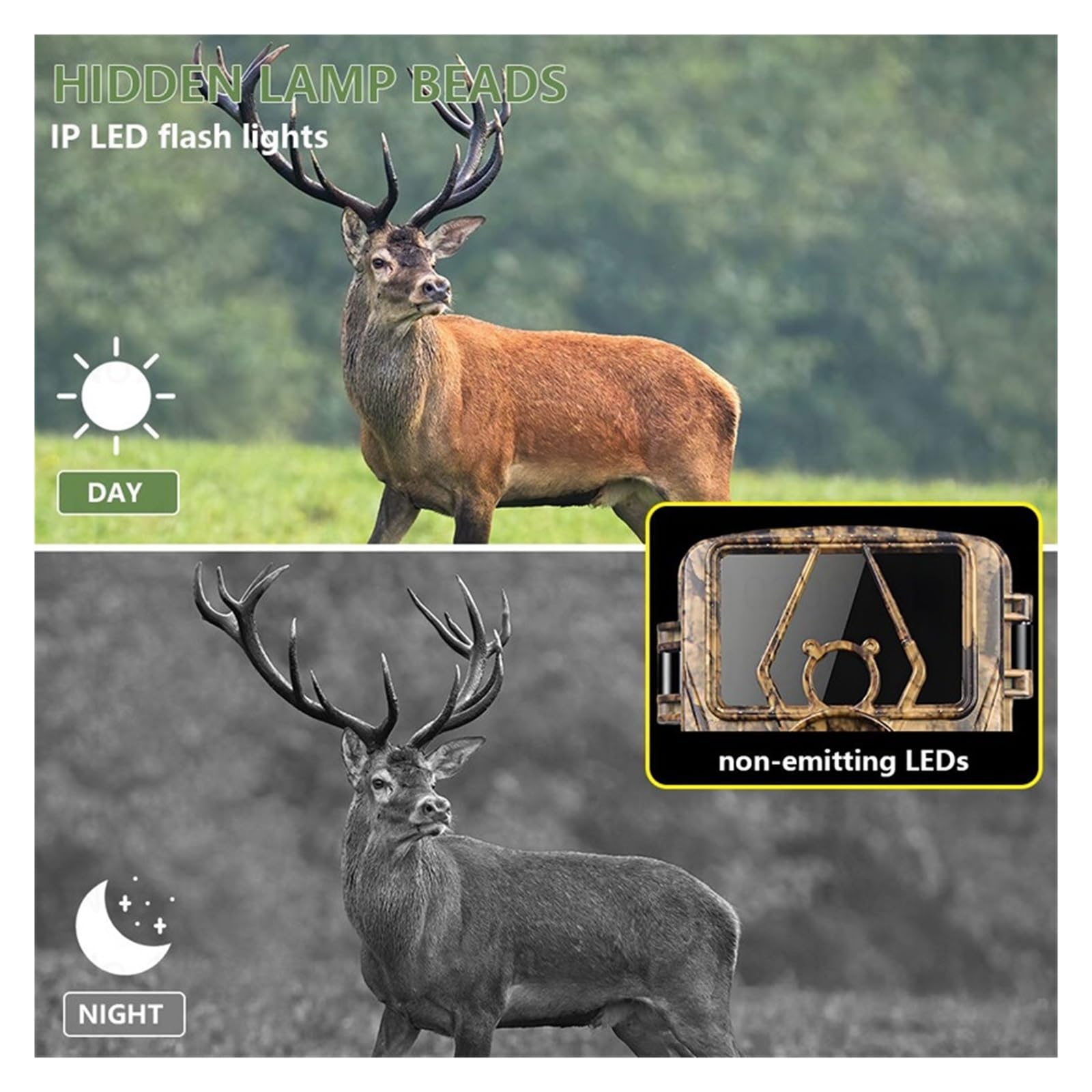 Cámara Vida Silvestre Cámaras De Rastreo 60MP 8K Bluetooth Compatible con Aplicación For Caza Animales Al Aire Libre Visión Nocturna Infrarroja Y Monitoreo Vida Silvestre PR801W(128G Card)