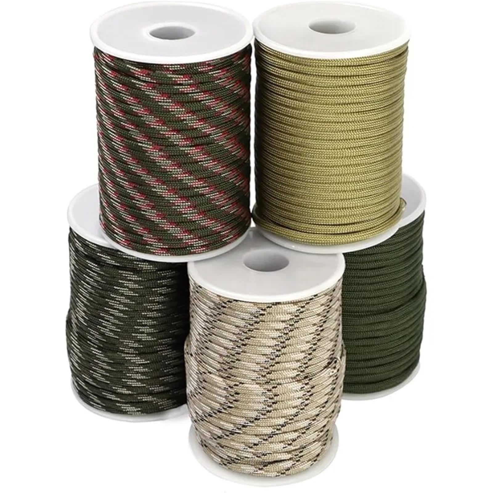 Paracord, Lina 30/50/100M Oś Standardowa 9-rdzeniowa 4mm Zewnętrzna linka spadochronowa Survival Parasol Namiot Pasek na smycz (Szary, 100M)