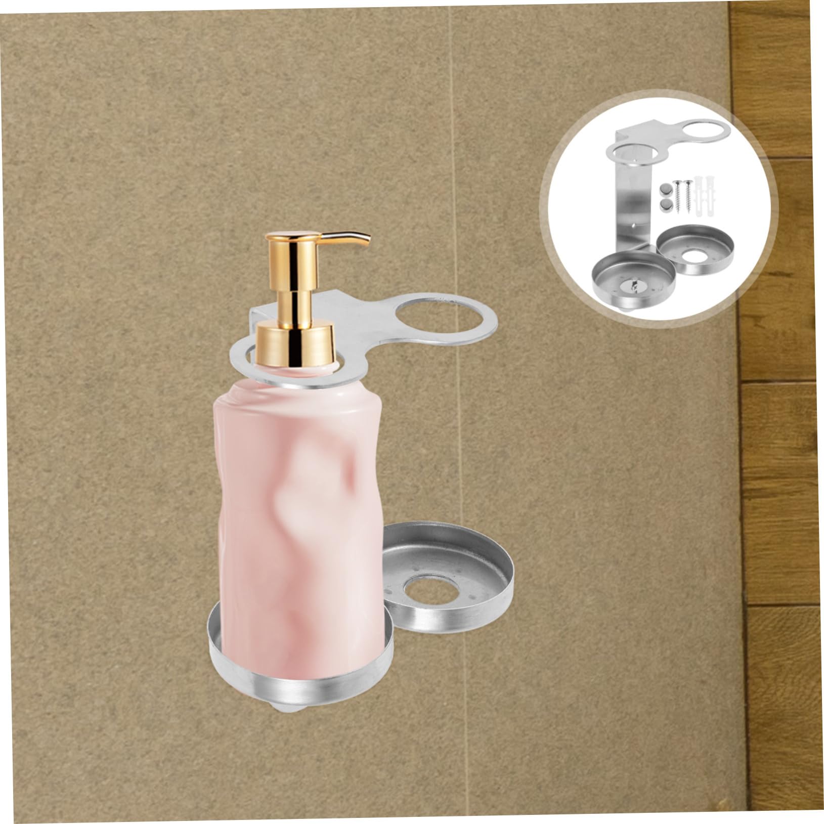 Mipcase Soporte Dispensador De Jabón Jabonera De Pared Acero Inoxidable Doble para Champú Gel Ducha Baño Cocina Instalación Sin Taladro