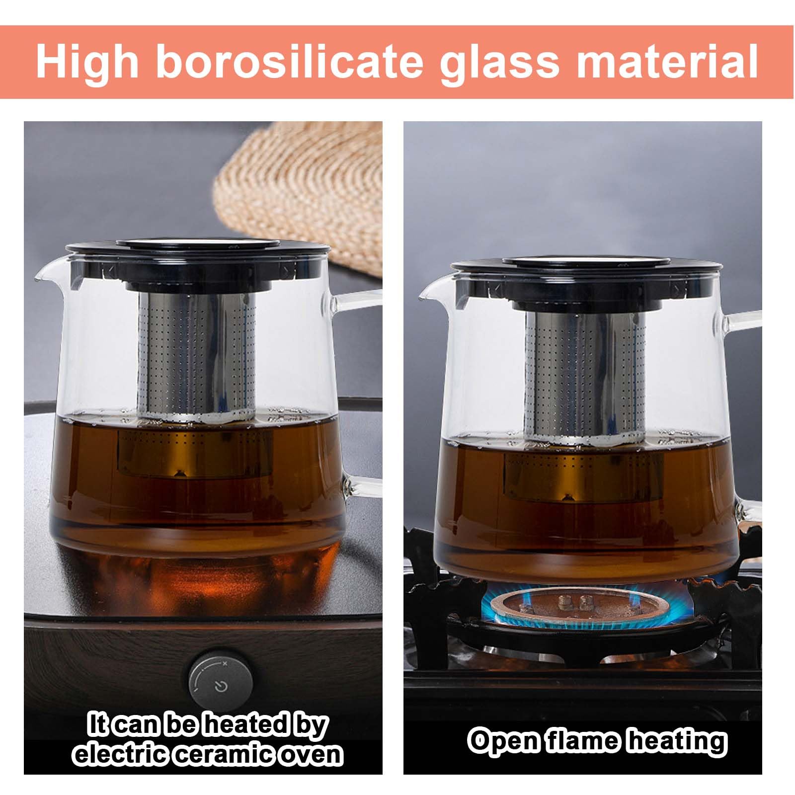 Théière En Verre 1150ml - Résistante Chaleur Avec Filtre Inox | Pour Thé En Vrac | Élégante