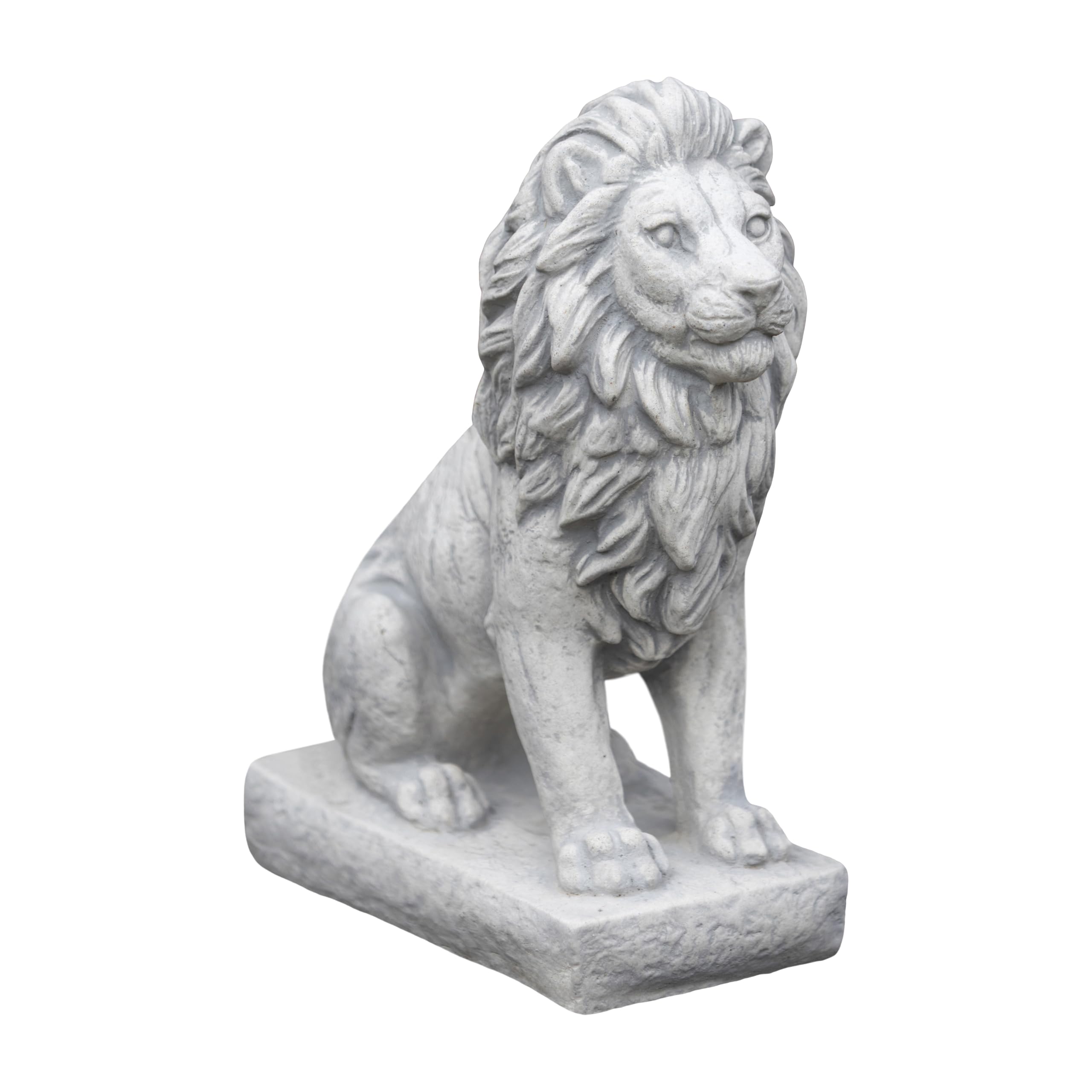 Gartendekoparadies.de Grey Small Lion Straight, Stone Figure, H. 34 Cm, 10 Kg, Gray, Frost-Proof Made Of Cast Stone For Outdoor Use (Straight)