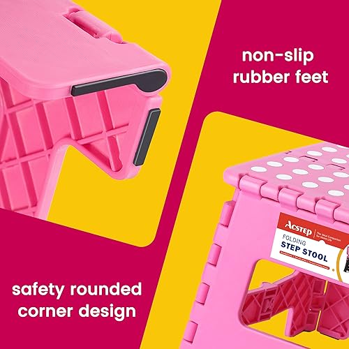 Miniatura 272 de Taburete plegable resistente de alta calidad de 13 pulgadas de altura para adultos, taburete de cocina, jardín, baño, color blanco Blanco,Bicolor