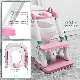 Potty Training Seat with Step Stool Ladder for Kids and Toddler,Wiifo Sturdy Potty Ladder with Soft Padded Cushion for Toddler Boys and Girls(Pink) 2025 New Version