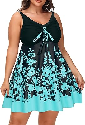 Hanna Nikole Women's Two Piece Swim Dress, Plus Size Tankini Swimsuit, Modest Tummy Control Swimwear with Boyshorts