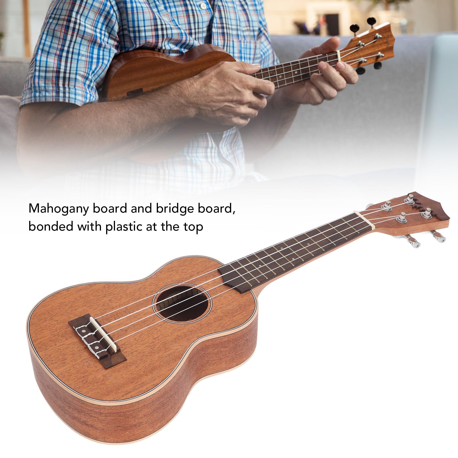 Ukulele, 21 In Ukulele Chitarra Compatta e Portatile In Legno Strumento a Corda Legno a 4 Corde per Professionisti Principianti