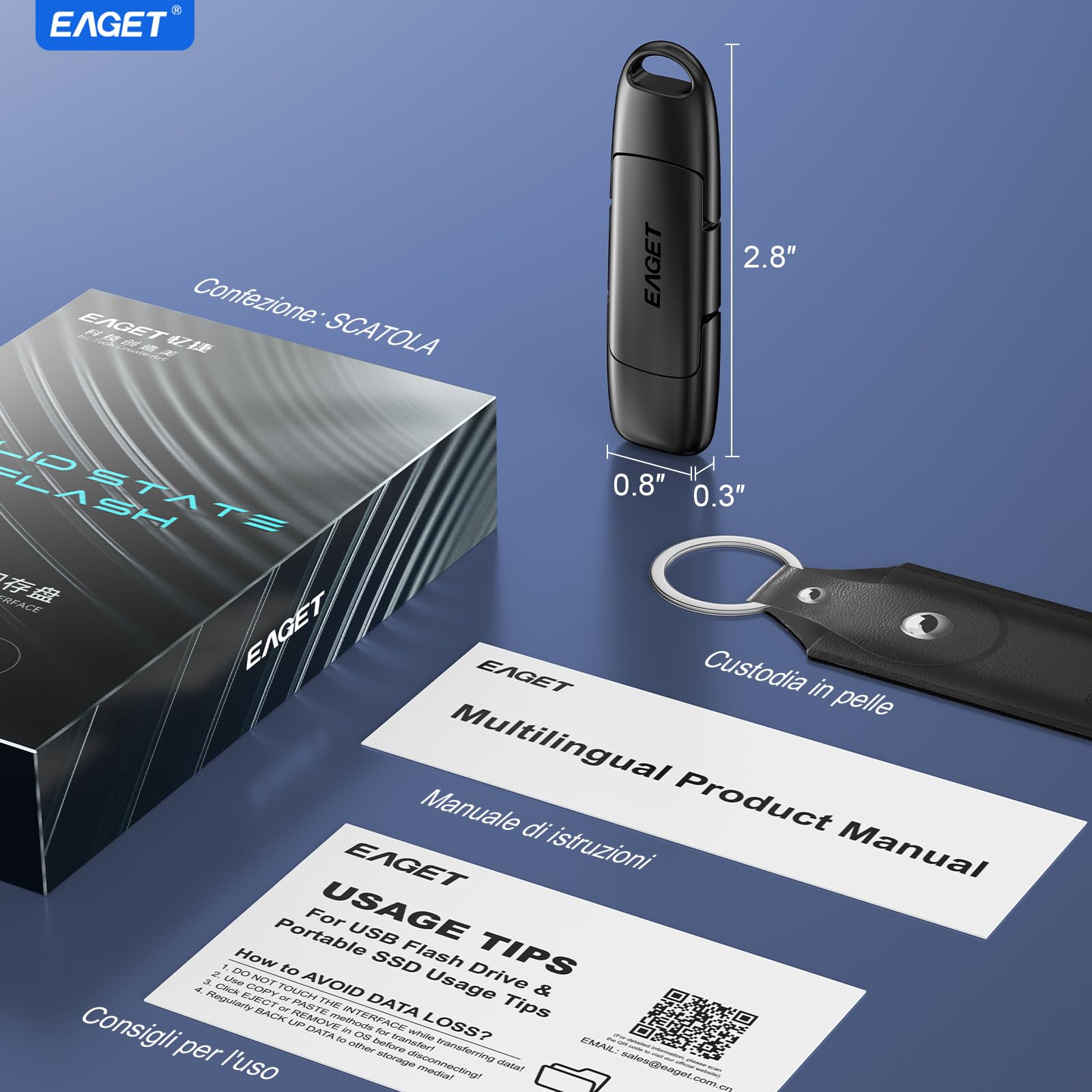 Eaget Chiavetta USB C da 256GB, Dual Drive Type-C e USB-A, flash drive a stato solido, fino a 400 MB/s ad alta velocità, design in metallo, SSD esterno portatile per iPhone 15/16/17, Android, laptop