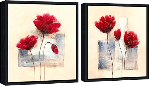 Wieco Art Arte de pared enmarcado con encantadores lienzos de primavera, pinturas al óleo florales abstractas, imágenes de estilo sobre lienzo, arte Wieco Art Arte de pared enmarcado con encantadores lienzos de primavera, pinturas al óleo florales abstractas, imágenes de estilo sobre lienzo, arte