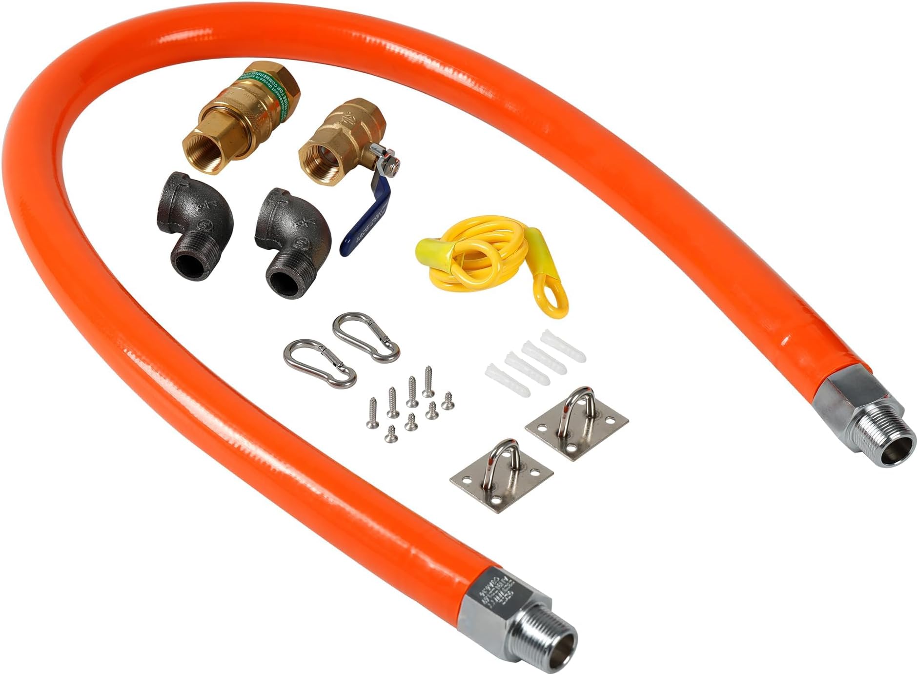 Grehitk 48Inch Gas Hose Connector Kit with 2 Elbow Fittings, 3/4 Quick ...