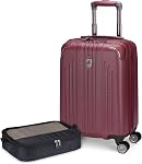 Atlantic Propeller Hardside Carry-On Luggage – with 8 Spinner Wheels and Retractable Handle, Integrated TSA Lock & USB Charging Port, Includes 1 Packing Cube – Pumice Stone