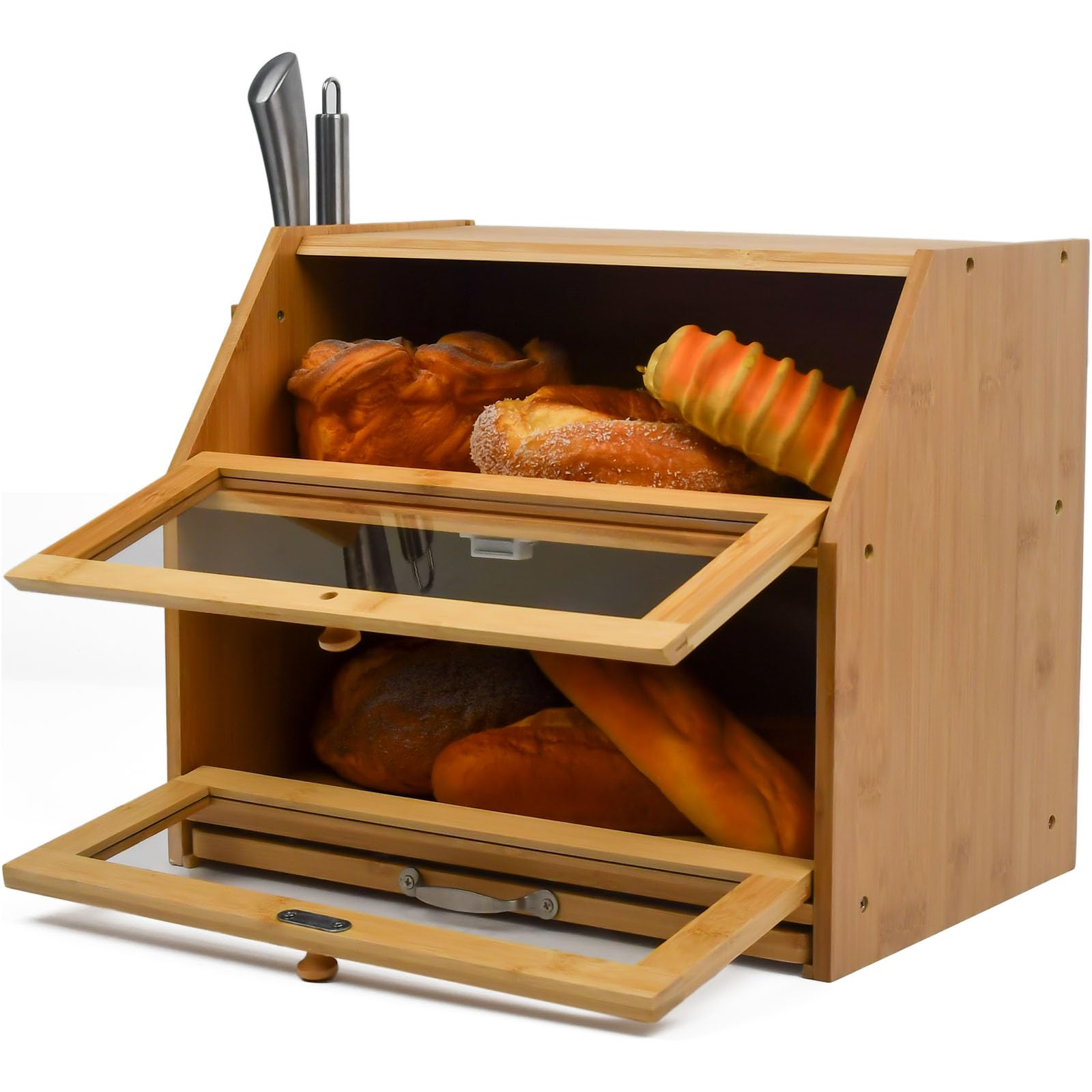 Brotbox-Set Mit Bambus-Schneidebrett – Inkl. Kaffee- & Zucker-Dosen, Platzsparend & Dekorativ