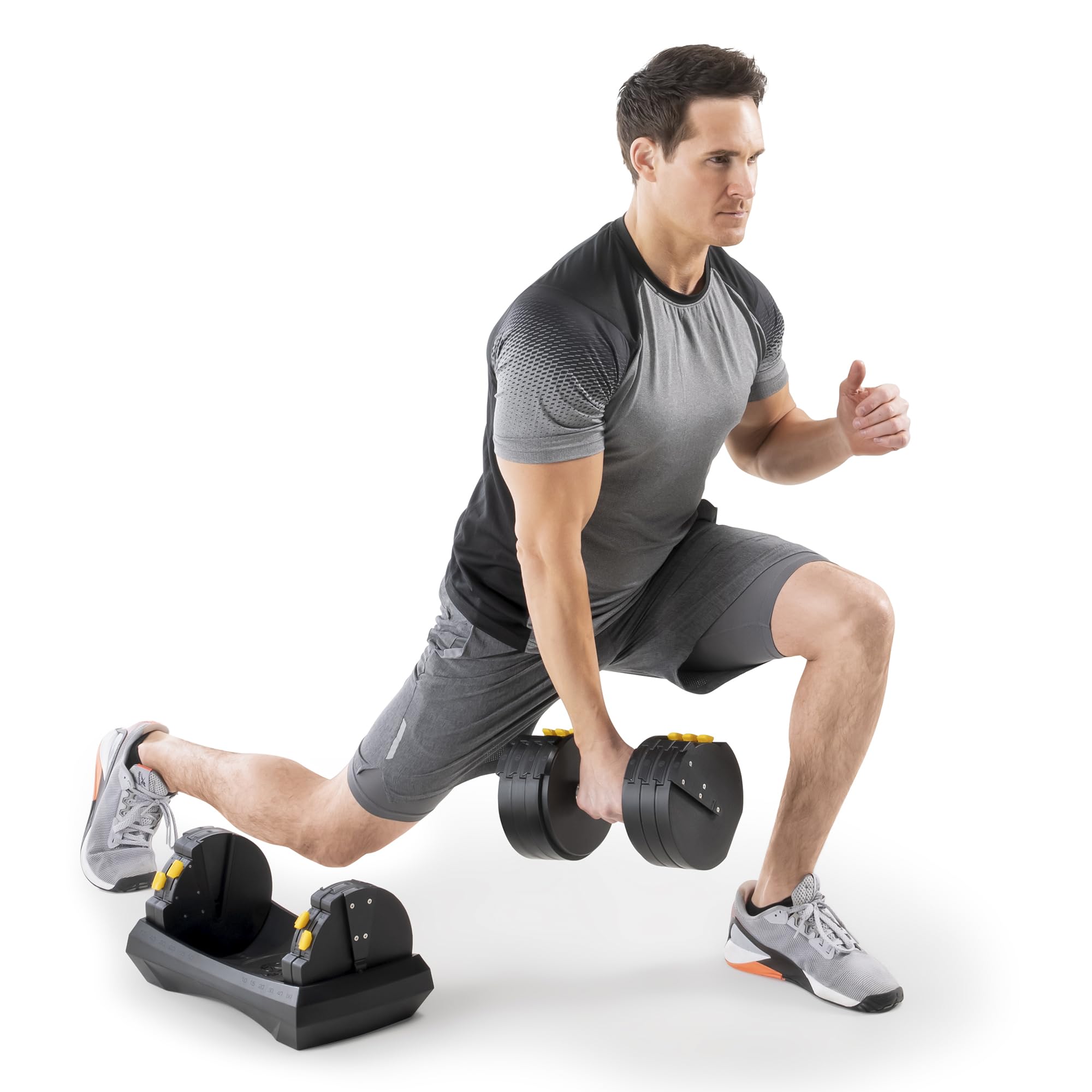 Adjustable Dumbbell System – 6-in-1 Free Weights for Home Gym, 50 lbs Single or 100 lbs Pair Options for Strength Training