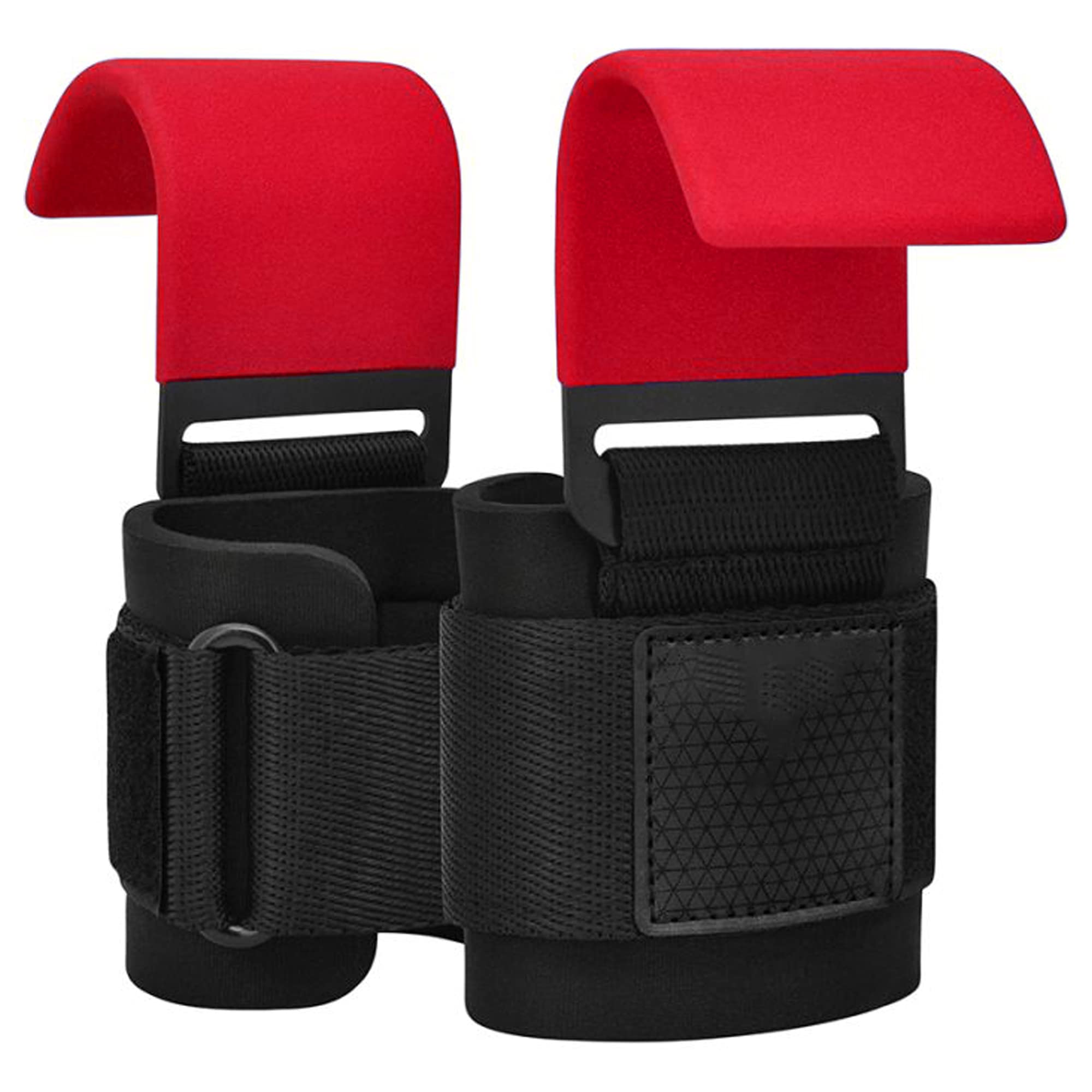 Heavy Duty PRO Weight Lifting Hooks Straps (Pair) - Weightlifting Gloves for Power Lifting Deadlifts Wrist Wrap Support Workout (Red)