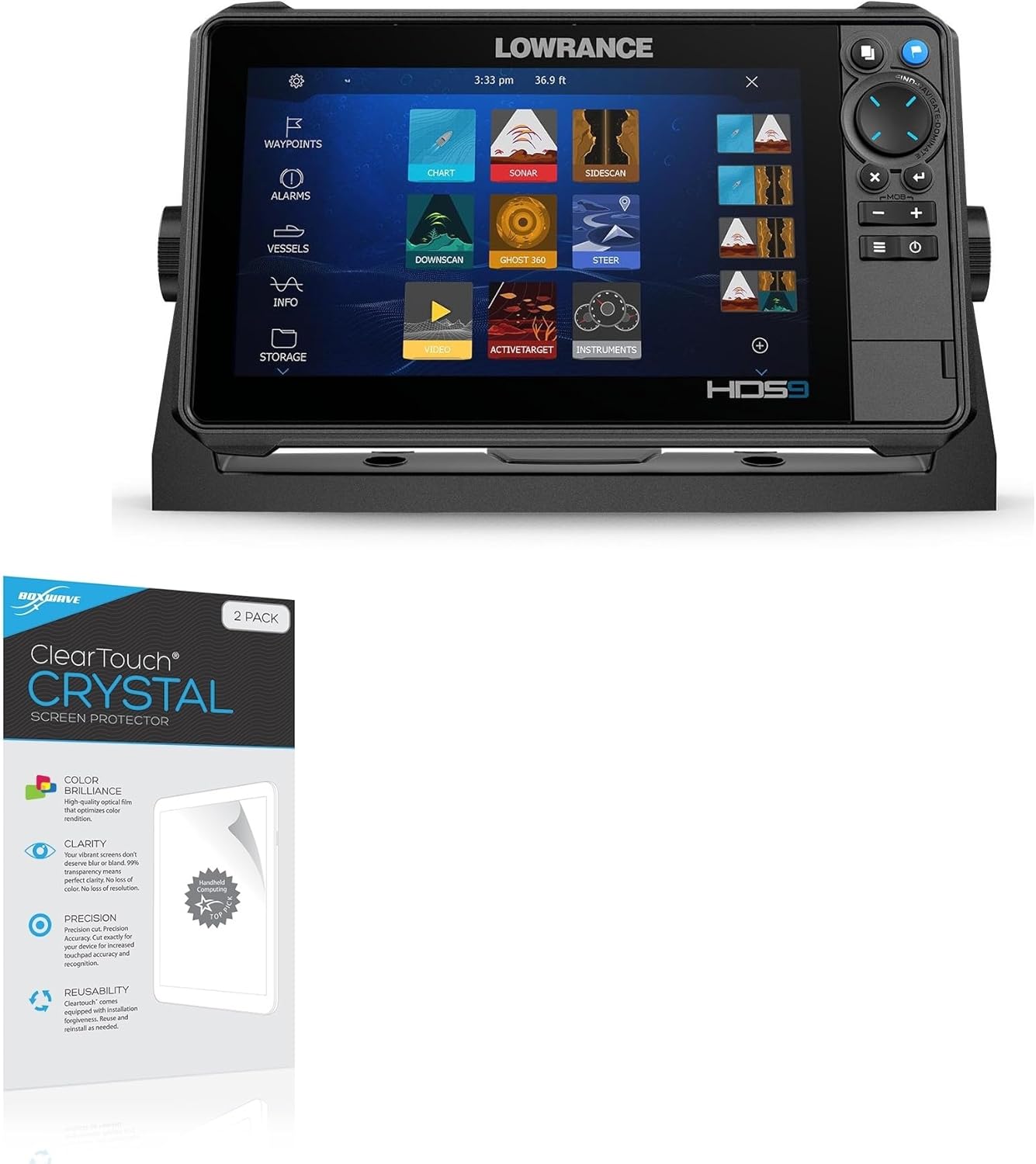 BoxWave Screen Protector Compatible with Lowrance HDS PRO 9 - ClearTouch Crystal (2-Pack), HD Film Skin - Shields from Scratches
