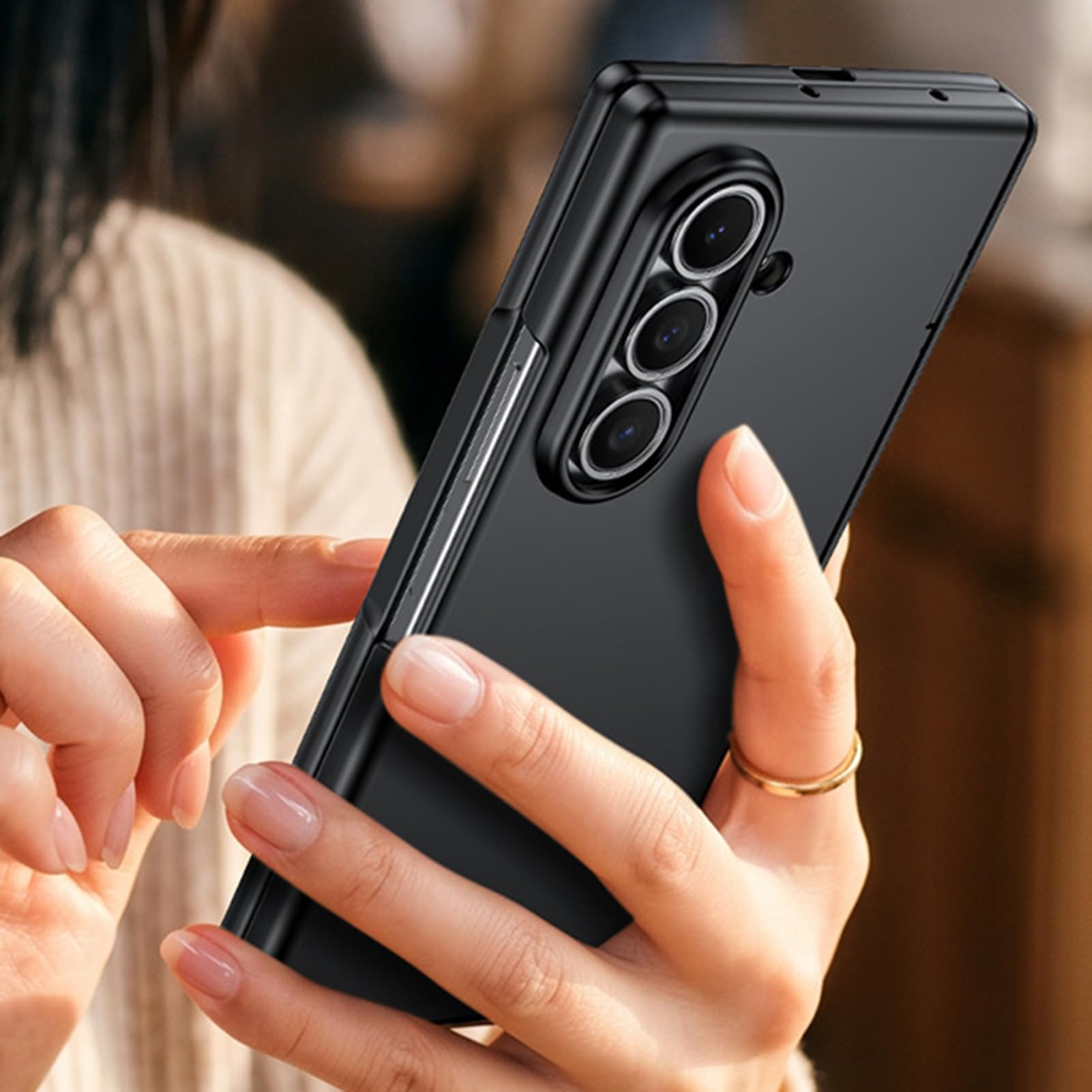 Matowe etui do Samsung Galaxy Z Fold 8 Ultra, ochrona przed wzrokiem, odporne na uderzenia etui odporne na odciski palców, lekkie zawiasy, niebieskie