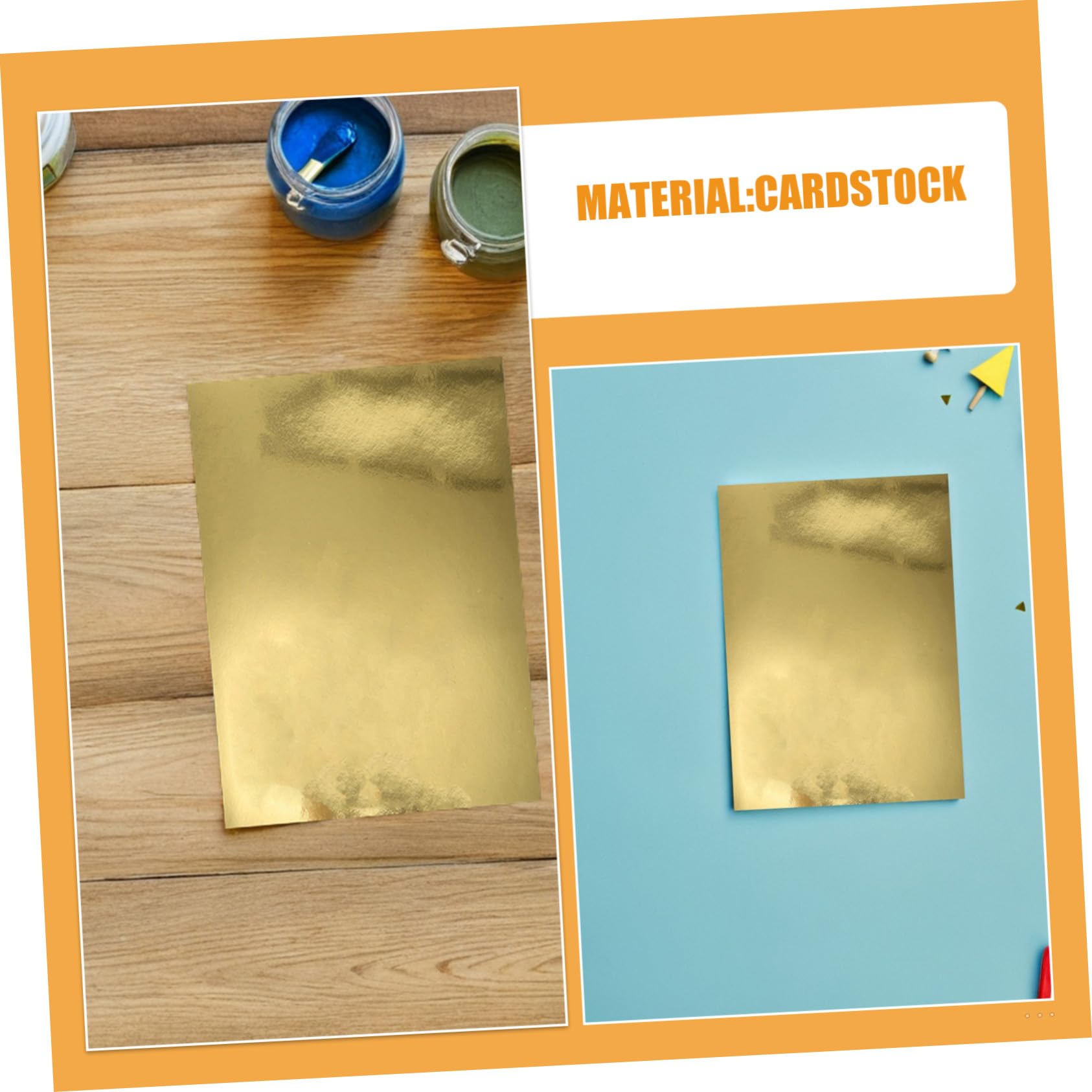 Cartoncino Metallizzato a Specchio Oro A4 70 Pezzi per Scrapbooking | Finitura Lucida, Trama , Facile da Piegare, Formato Pratico per Pittura e Lavori Creativi