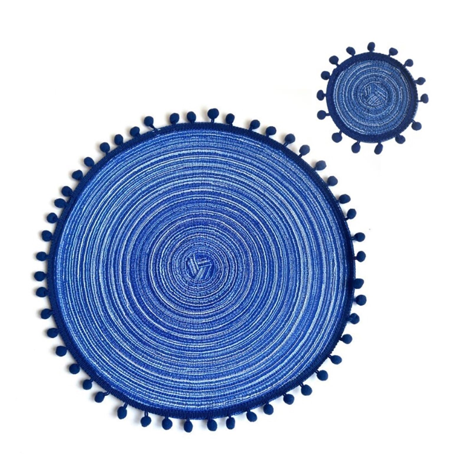 Napperons à pompons et dessous de verre en jute, tapis de table isolant