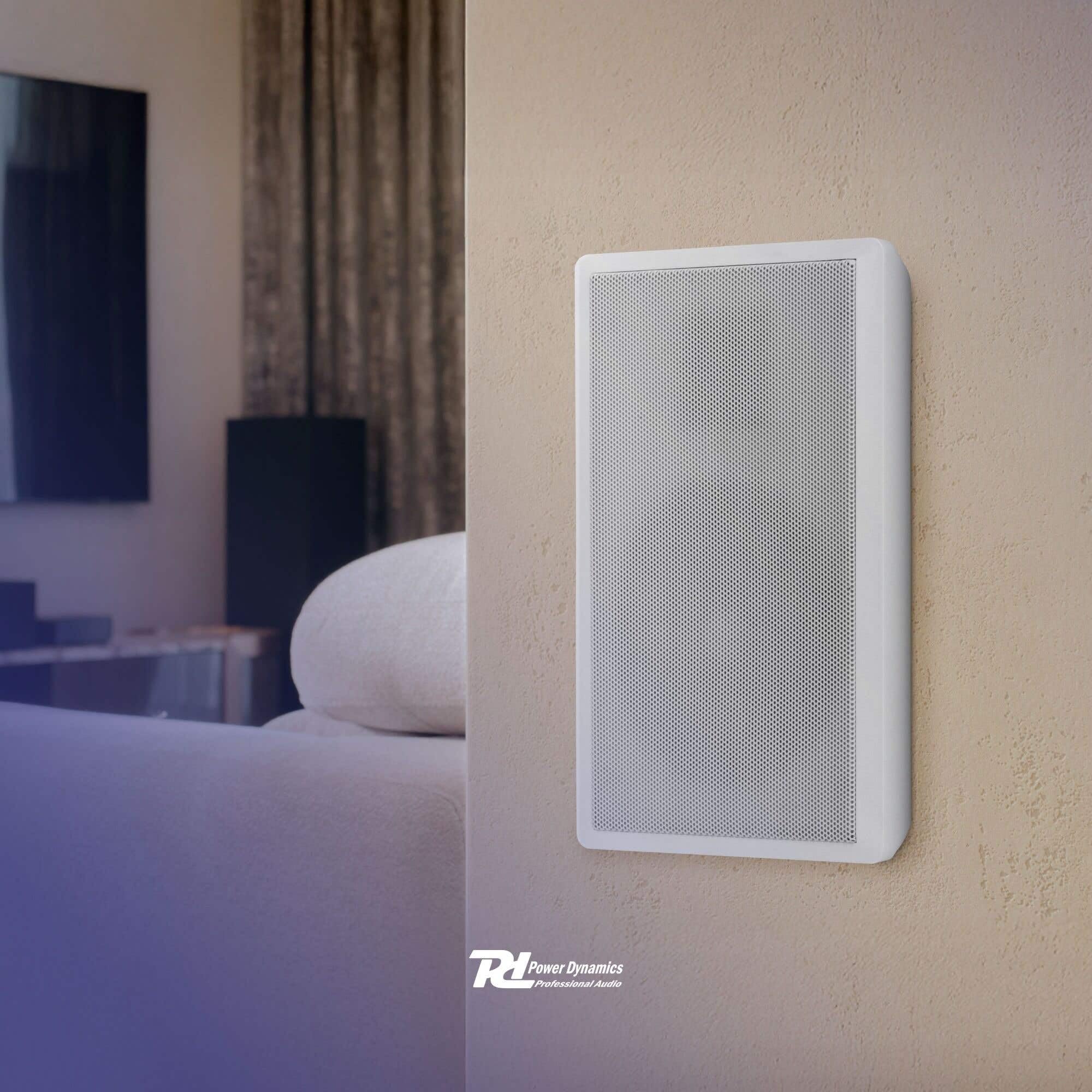 Power Dynamics PD WSF30W - Altavoces Planos de Pared de 5.25 Pulgadas, 100 V, Sistema de Altavoces Delgados en la Pared para Sistemas de Audio Comercial/PA, Blanco, Juego de Altavoces ABS, diseño de