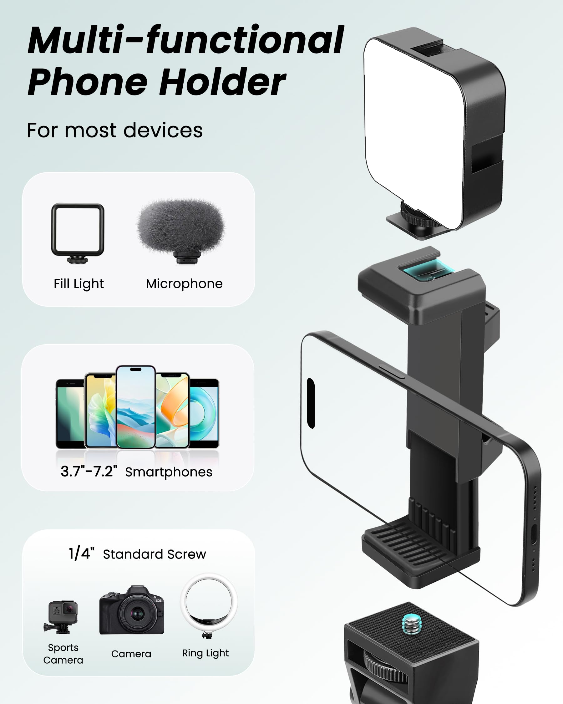 Victiv 197cm Haute Trépied Smartphone, Trépied Téléphone Flexible avec 25cm Col de Cygne Réglable, Selfie Trepied avec Télécommande pour iPhone17 16 15 Pro, Trepied Caméra en Aluminium pour Canon DSLR