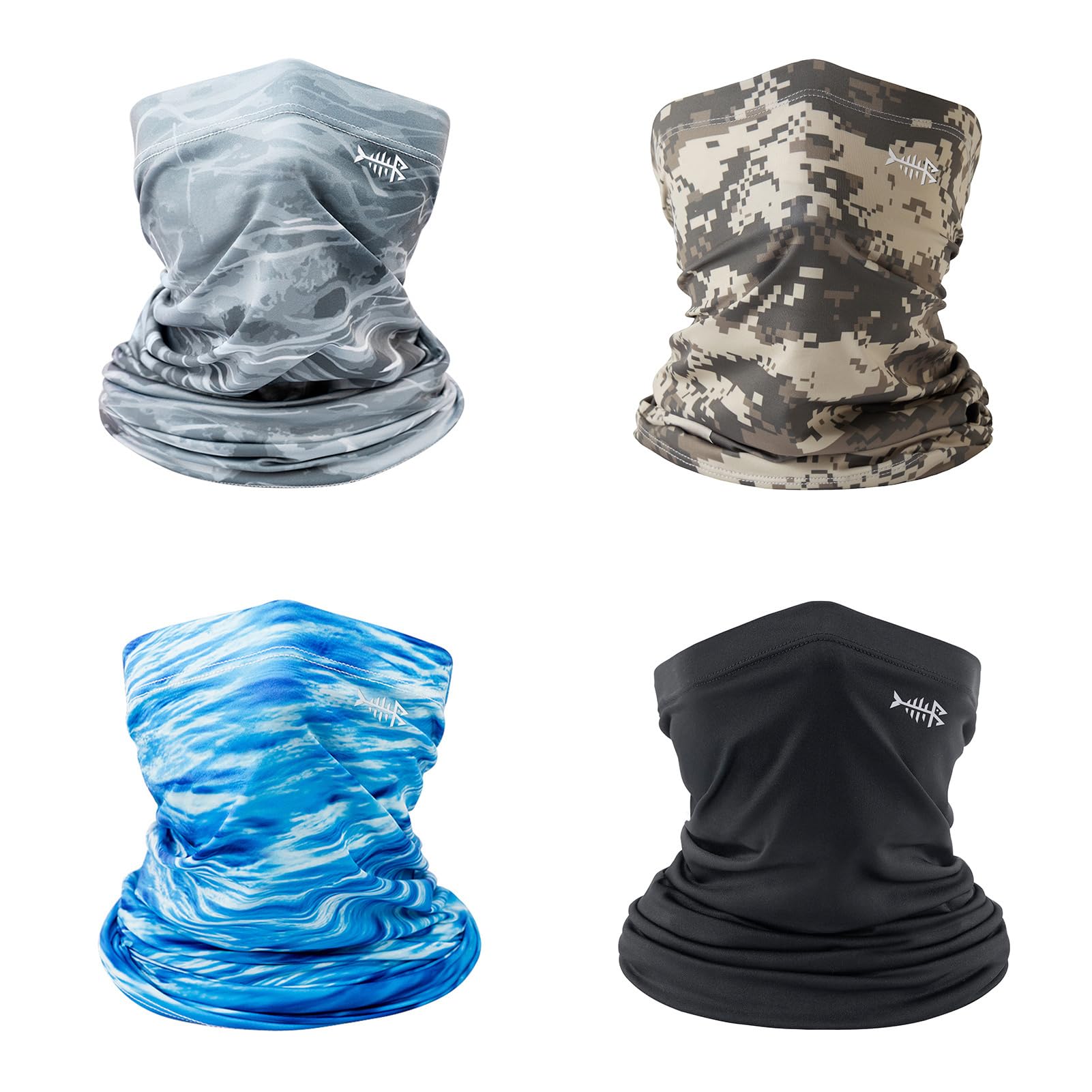 BASSDASH 4 Pack UPF 50+ UV Protection Neck Gaiter Sun Protector for Fishing Hunting Kayaking Hiking Cycling Outdoor