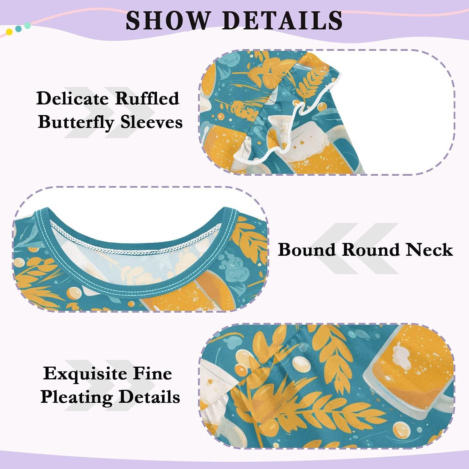 visesunny Toddler Clothes for Girls Beer Mug Bubble Pattern Long Sleeve Fall Shirts Cotton Top with Ruffle Collar