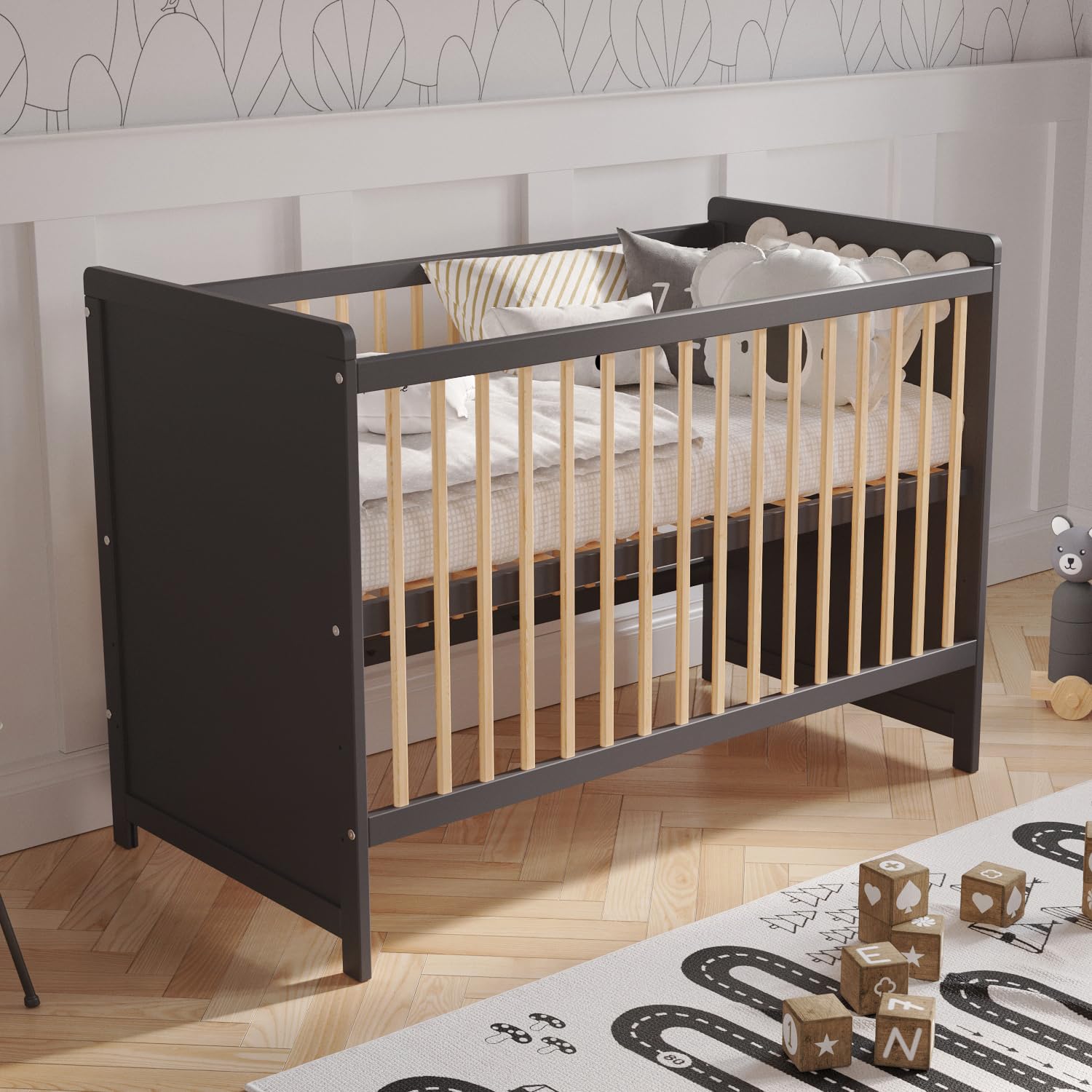 Mantovana Para Lettino e Culla 60x120cm a Strisce Cuori