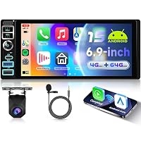 VECHTEL 4G+64G Android 15 Autoradio 1 Din con Carplay Android Auto senza Fili
