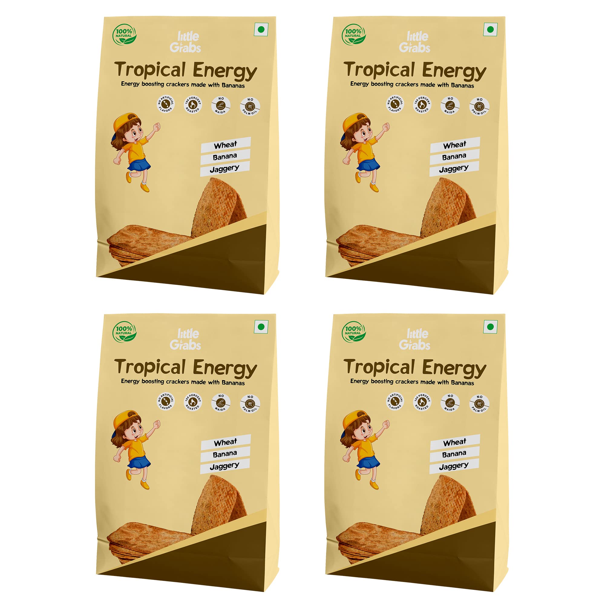 Little Grabs - Banana Millet Khakhra Snack - 100gm Each (Pack Of 4) With 12g Protein | No Palm Oil & Maida Hand Roasted | 100% Natural Healthy Crispy Khakhra With Organic Cold-Pressed Sunflower Oil (B0CCNMHCZX) Amazon Price History, Amazon Price Tracker