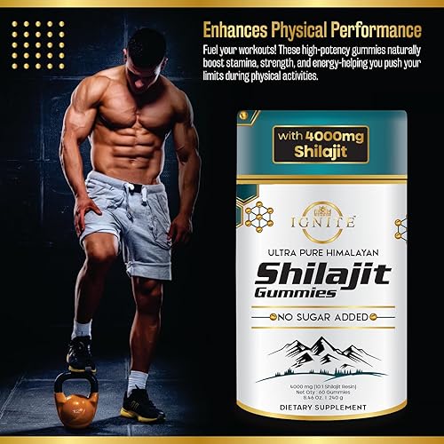 Miniatura 6 de Gomitas Shilajit del Himalaya puras de 4000 mg, sin azúcar con Ashwagandha KSM-66, Gokshura y 75% ácido fúlvico, 60 gomitas