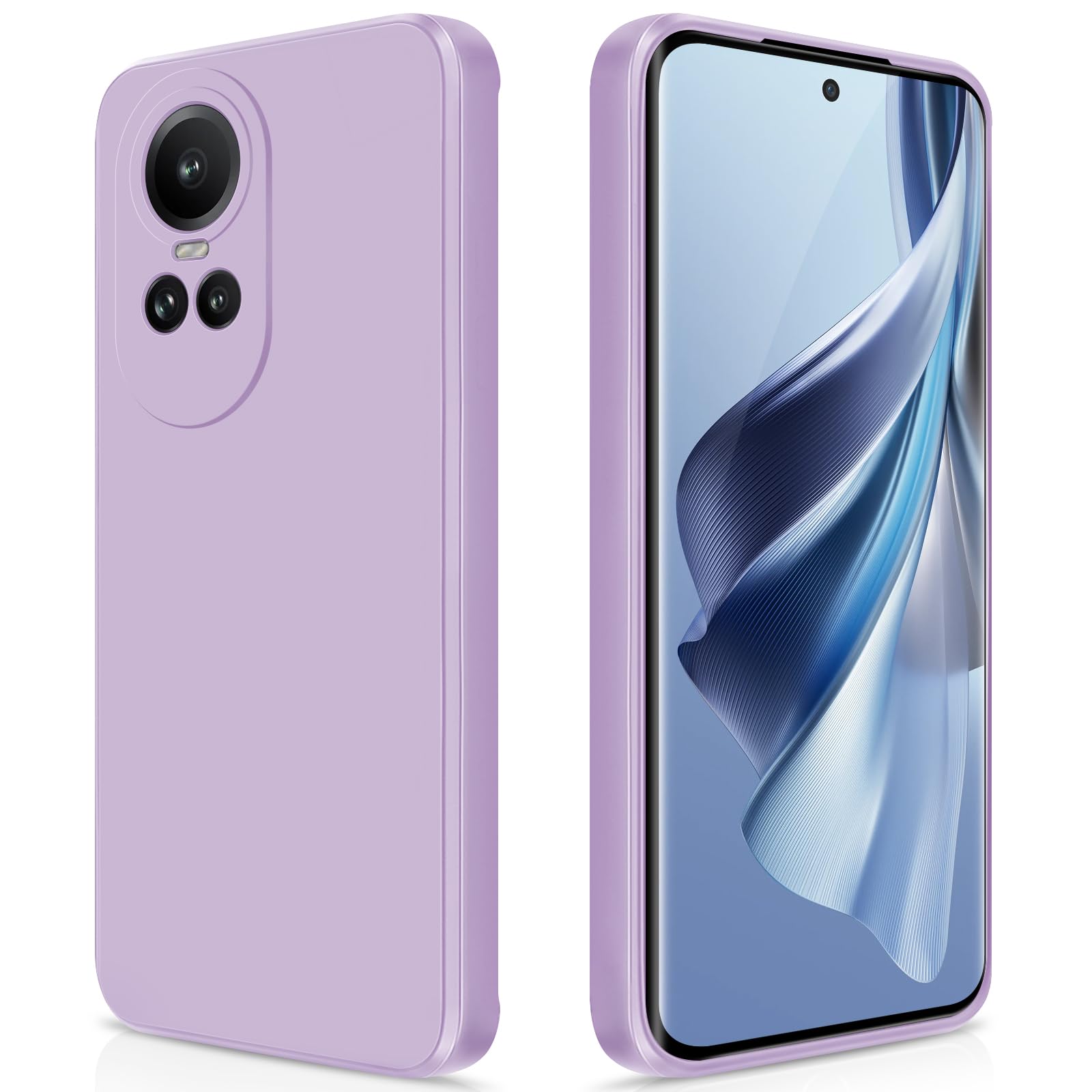 GiiYoon Cover for Oppo Reno 10 5G / Reno 10 Pro 5G Silicone Case, Shockproof Slim TPU Silicone Case with Fibre Inner Layer and Camera Protection, Purple - 1