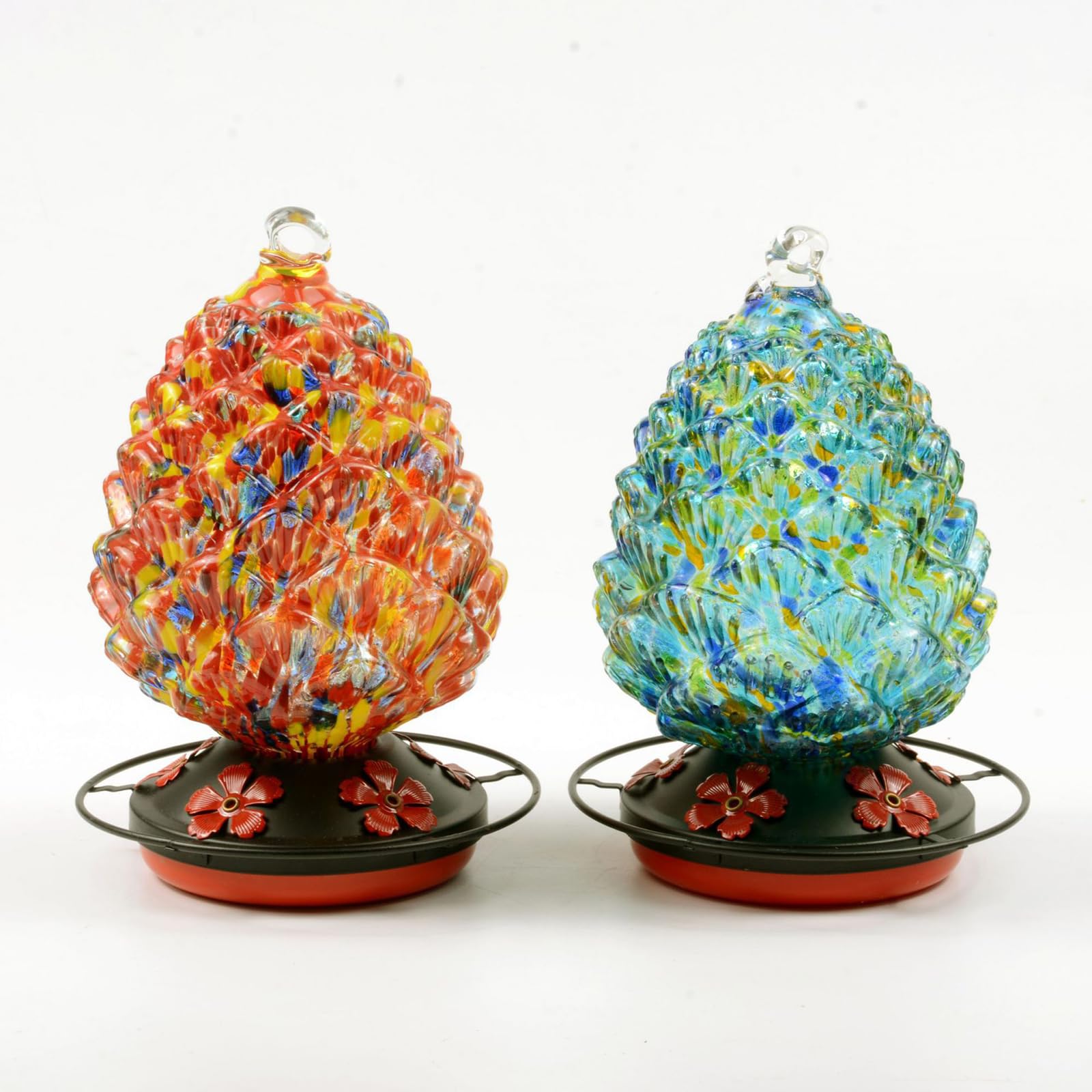 Comedero para pájaros para observadores de colibríes, Colgante de con Base de Metal y Soporte para Percha, alimentador de vidrieras para Patio, balcón, Patio, decoración para Amantes de los de