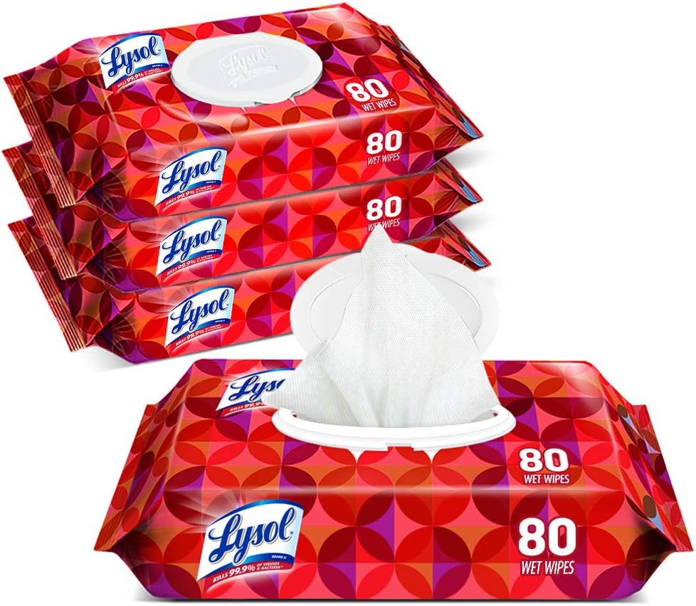 Lysol Handi-Pack Disinfecting Wipes, 320ct (4X80ct), Tropical Scent, Cleaning Wipes, Antibacterial Wipes, Sanitizing Wipes, Cleaning Supplies