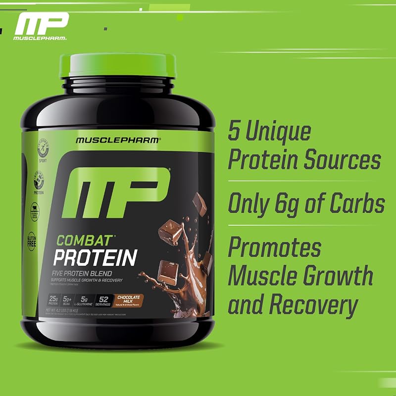 Muscle Pharm Combat Protein Powder | Chocolate Milk - 4.2 lb image 4