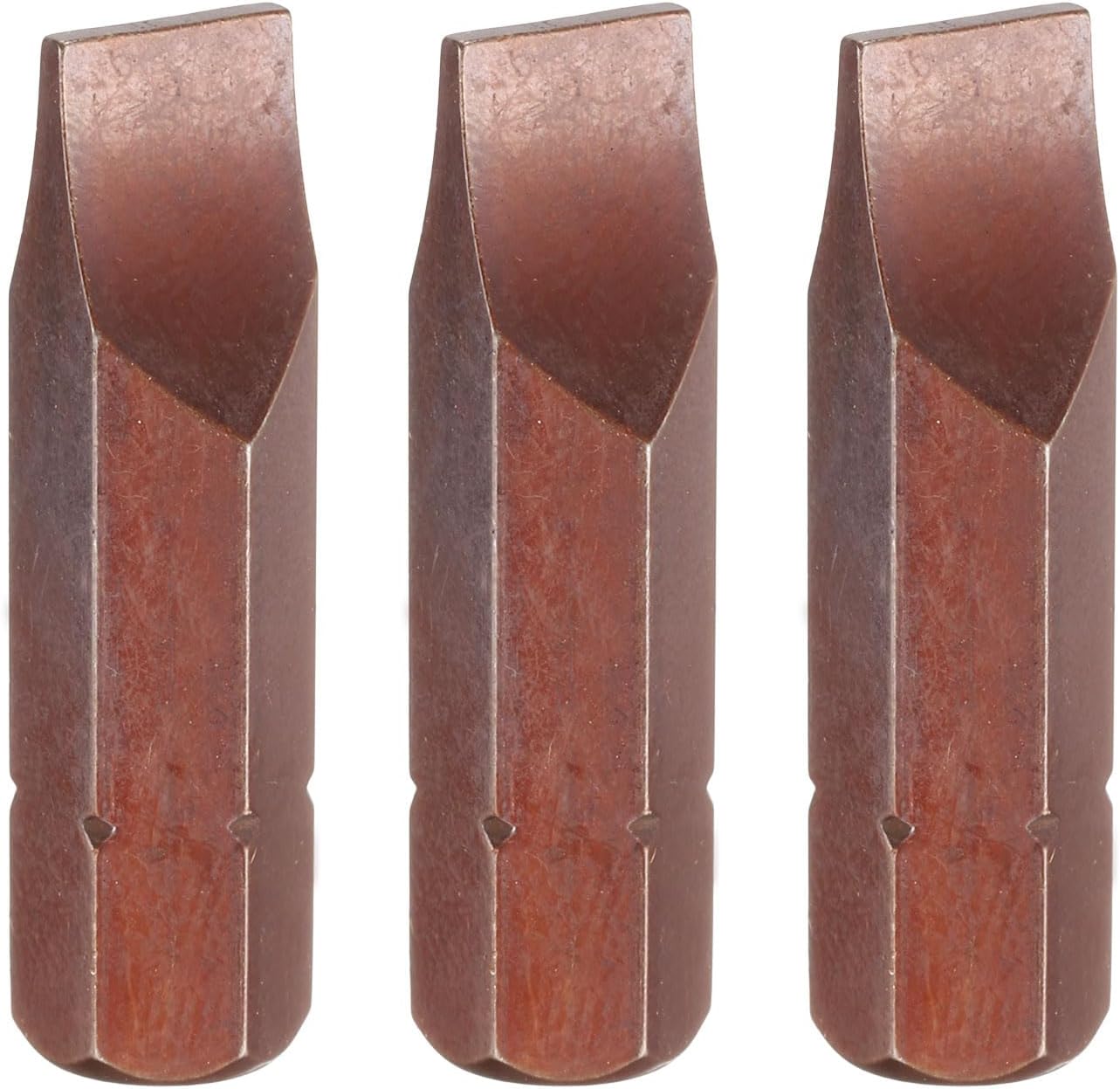 HARFINGTON 3pcs SL8 Slotted Screwdriver Bit 5/16" Hex Shank 32mm/1.26" Length Magnetic Flat Head Hex Bits S2 Steel Screw Driver Bit for Impact Electric Screw Driver Power Tools, Red