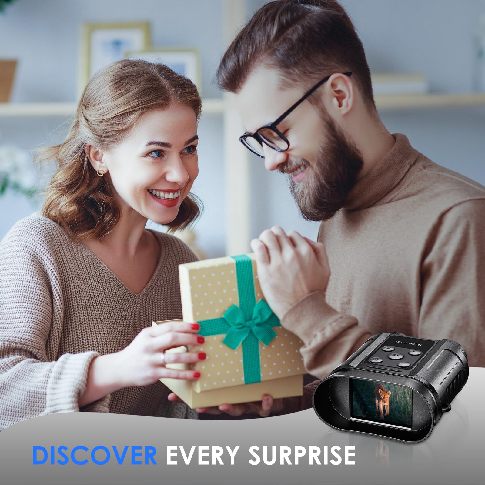 Gafas de visión nocturna, prismáticos compactos de visión nocturna, tarjeta de 32 GB incluida, captura de foto/video, herramientas al aire libre para educación, observación de vida silvestre, regalos 7