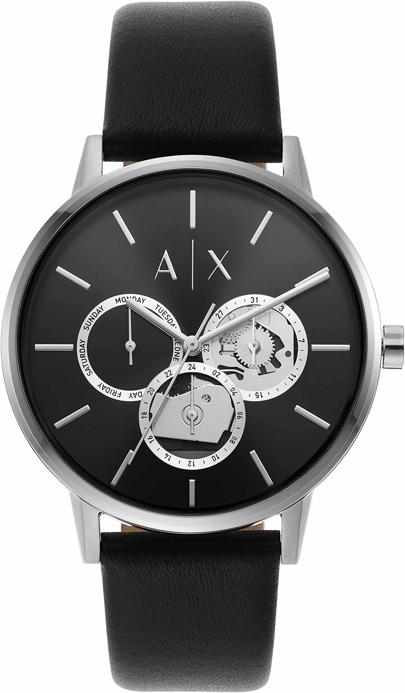AX Armani Exchange Men's Stainless Steel Three Hand Dress Watch, Black