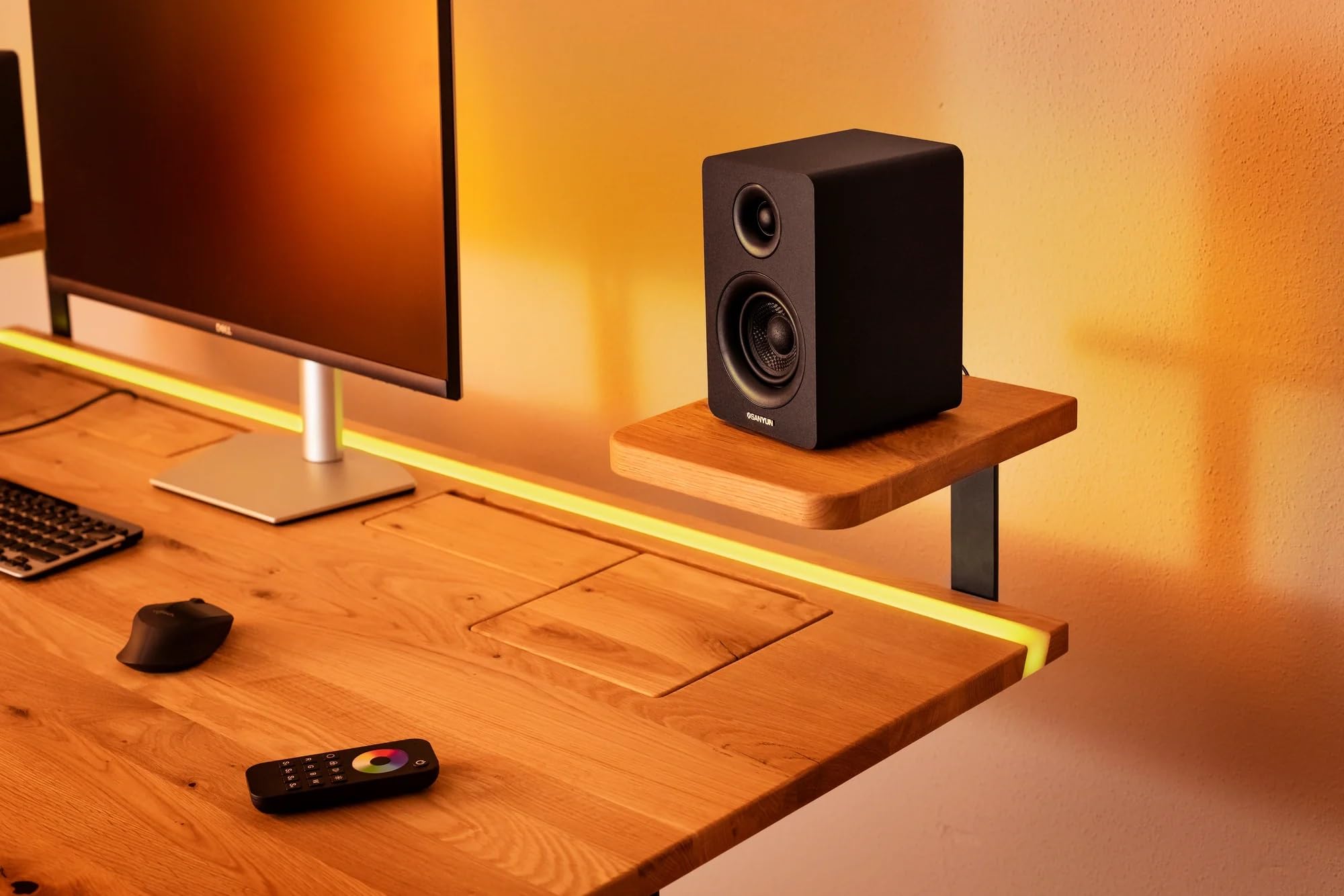 Lautsprecherständer aus Holz – Stilvolles Design für herausragende Akustik, Universell einsetzbar für Audio-Systeme, Stabil & Ästhetisch (Eichenholz & Weiß)