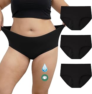 INNERSY Bielizna miesiączkowa, silne krwawienie, duże rozmiary, bielizna menstruacyjna (44-62), 3 sztuki w opakowaniu