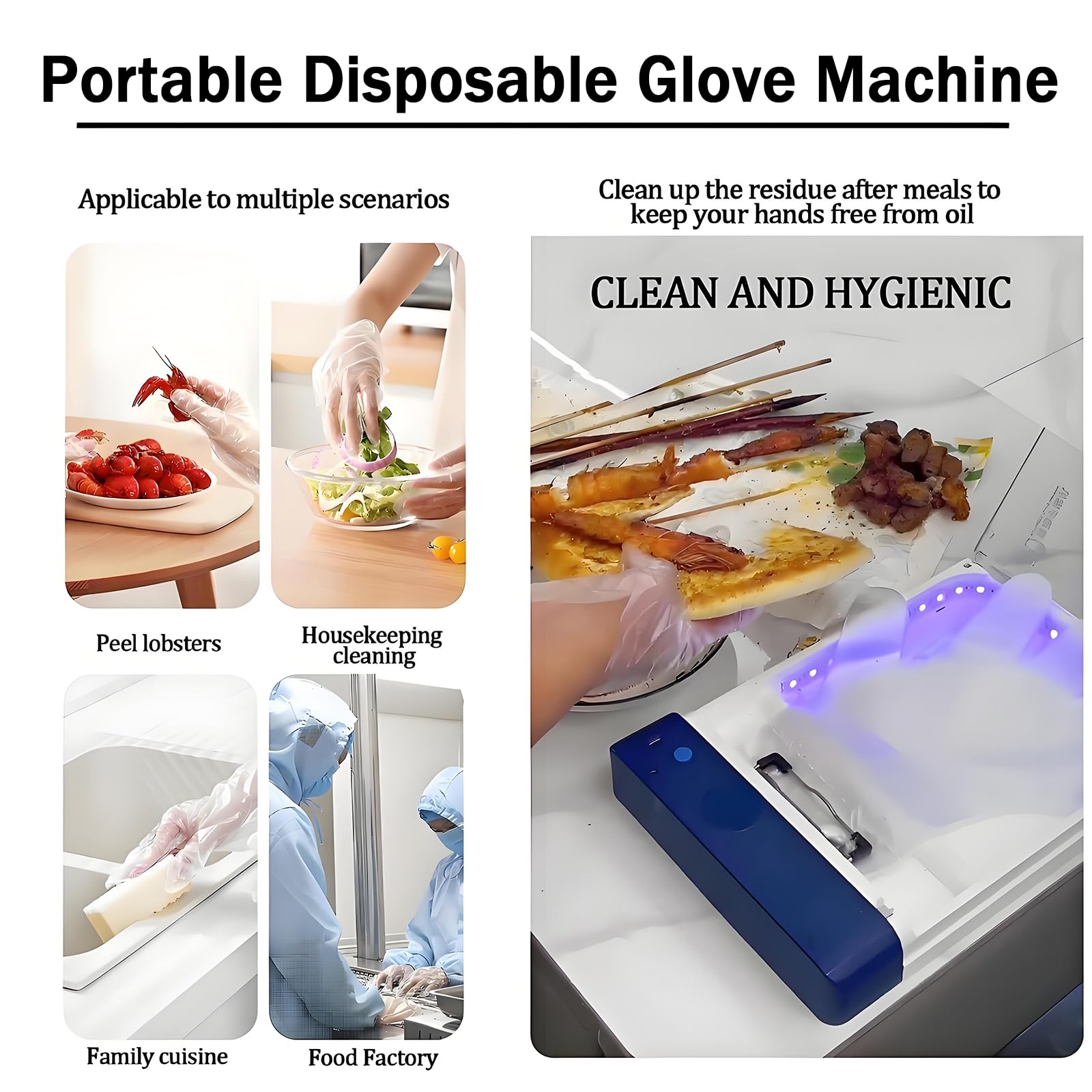 Dispensador automático de guantes, máquina de guantes desechable portátil con esterilización UV, montaje en pared, recargable, uso rápido, incluye 100 guantes