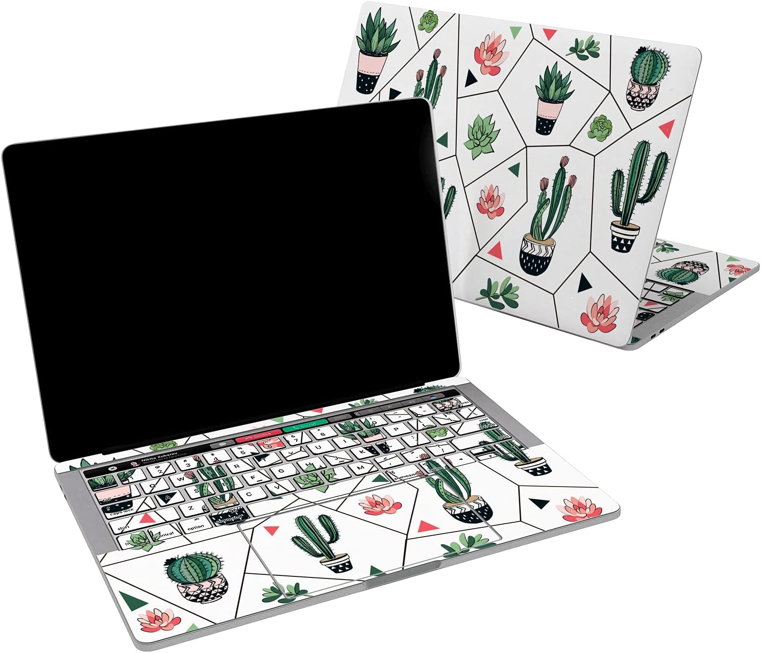 Vinyl Decal Skin Compatible for MacBook Pro 16 M3 M2 M1 14 2023 Air 15 2022 Retina 2020 Air 13 Mac 12 Cactus Pattern Cute Cover Geometric Glam Print Design Sticker Potted Laptop Plants