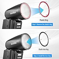 Vista 2 de Anillo magnético para flash Godox V1 U, V1PRO U, V100 U de cabeza redonda, compatible con accesorios magnéticos Godox AK-R1