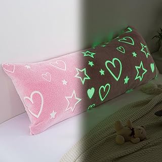 HOMBYS Glow in The Dark Body Pillow Cover 21x54 Inches,Soft Velvet Fluff...
