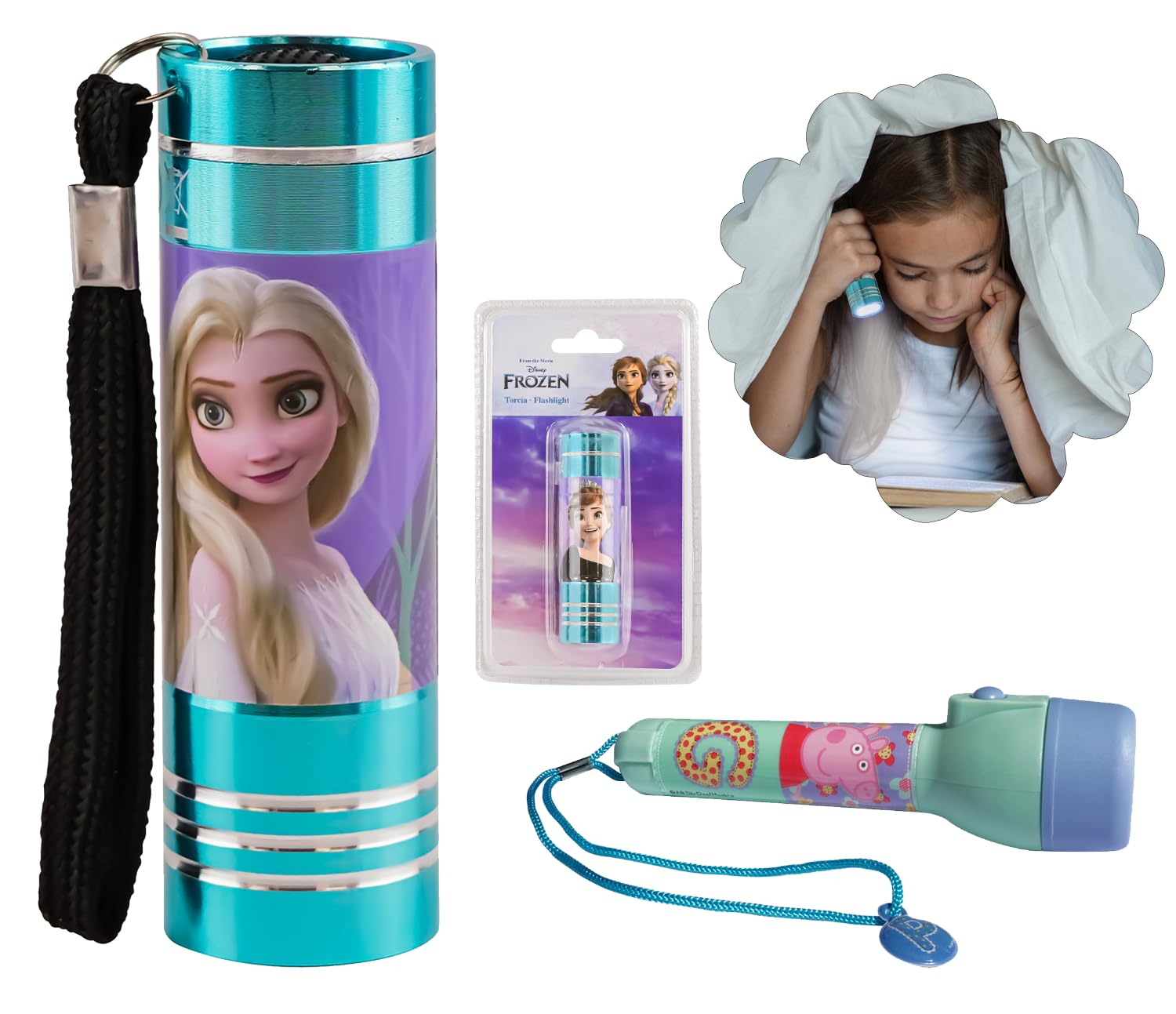 HOVUK Frozen Aluminium Torch, Kids LED Flashlight Torch, LED Night Light for Young Adventurers, Updated Design Torch Gift for Girls 3+Y