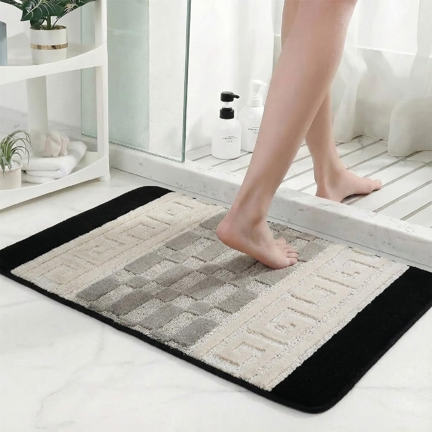 Fit Even Gel Back Runner Rug โ Large Washable Non-Slip Carpet for Living Room, Bedroom, Lounge, Dining, Kitchen, Modern Indoor Long Floor Rug (Black Grey, 60x110 cm) โ image 1