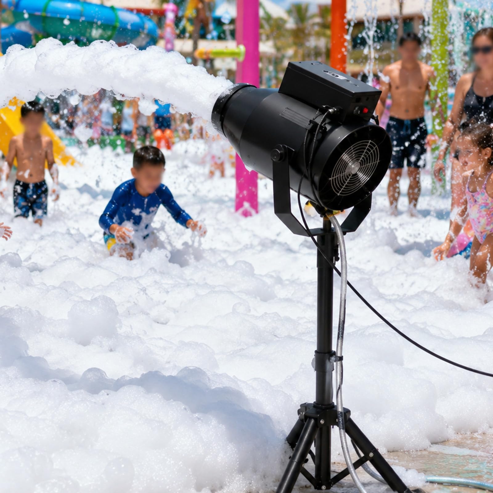 lilishangmao Foam Machine, Bubble Foam Machine 1000W with Green Water Pump, Clear Hose and Telescopic Tripod, Foam Party Cannon for Poolside and Garden Parties, Kids Events and Water Fun Black