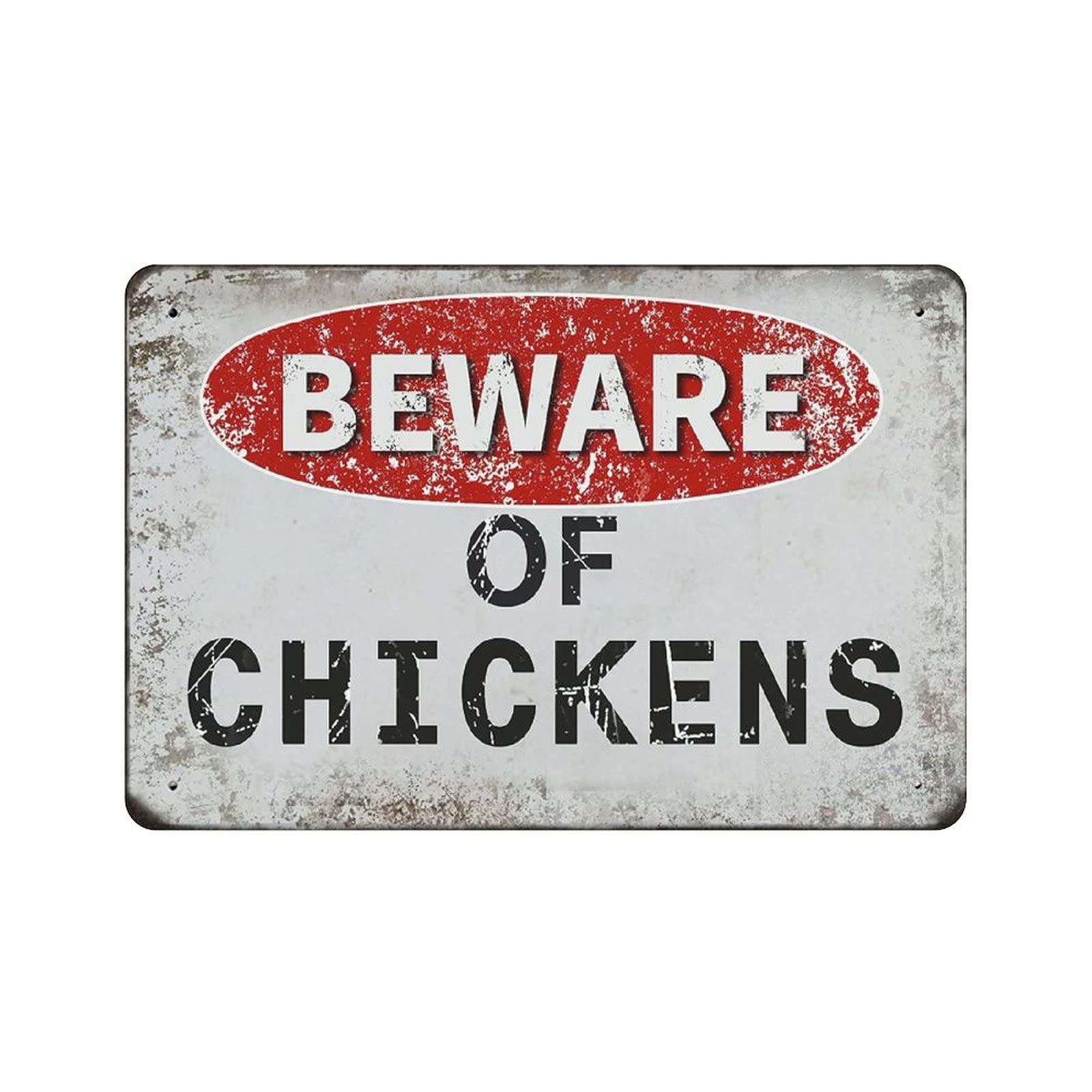 Metal Tin Sign Beware of Chickens Vintage Tin Poster Metal Sign Wall Decoration Country Kitchen Home Garage Decor 8"x12"