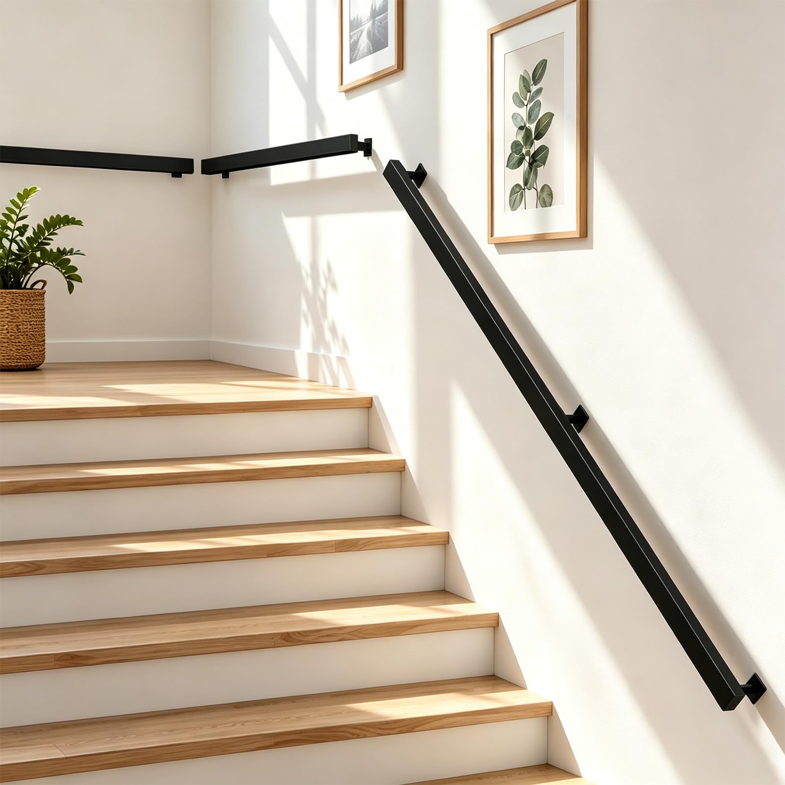 Pasamanos para Escalera, Barandilla para Escalera Exterior Interior, Pasamanos Negra de pared Metal Antideslizante, Barandillas de Galvanizada pared Escaleras, jóvenes/Mayores 160cm