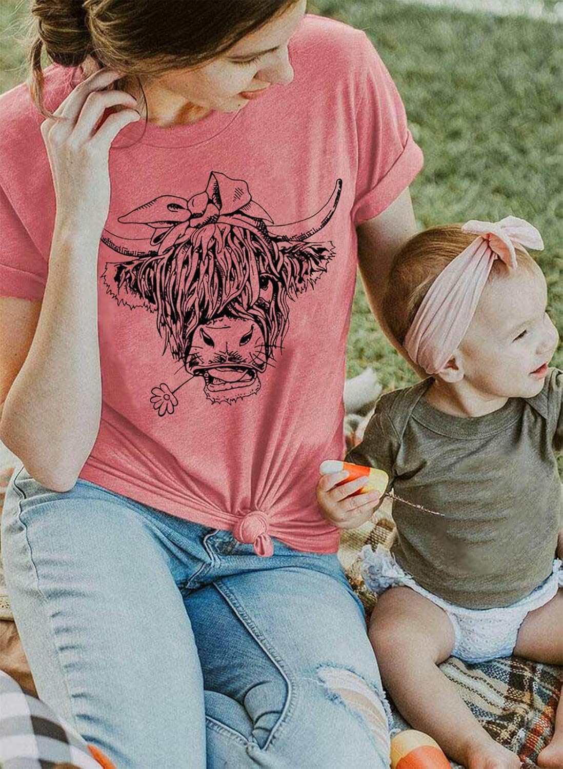 Cow Shirts for Women Cute Cattle Cowgirl T-Shirt Funny Animal Graphic Farm Life Tee Casual Short Sleeve Holiday Tops - Image 3