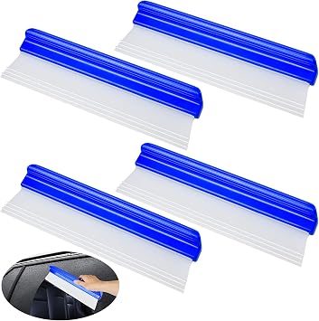 Supkiir 4 Pack 12 Silicone Car Drying Squeegee, 3-Layer T-Bar Water Blade Professional Automotive Water Wiper, Car Windshield Squeegee Flexible Water Blade Squeegee for Car Window Glass Bathroom