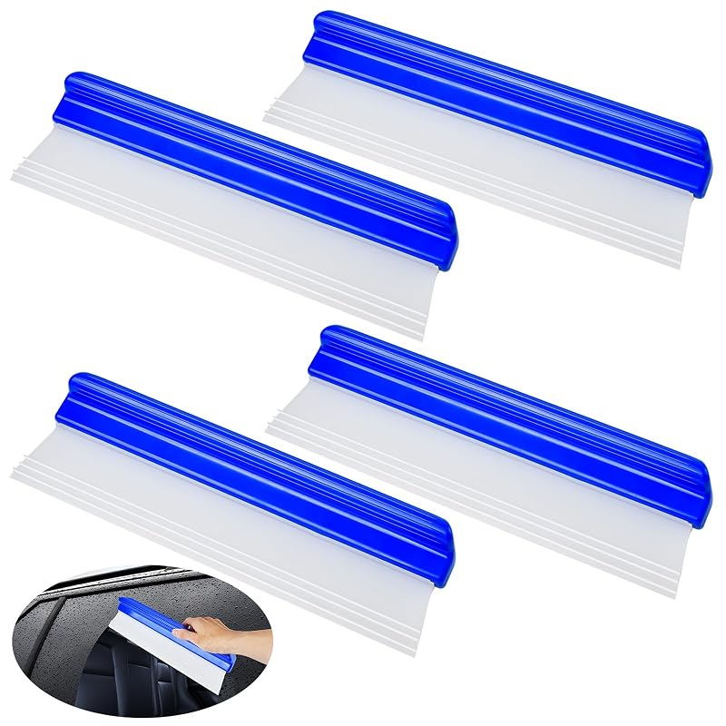 Rodo de Silicone para Secagem Automotiva Supkiir com Cabo T-Bar e 3 Canais, 32 cm, Branco e Preto, Kit com 4